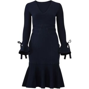 SIMKHAI Grommet Jacquard Ruffle Long Black Dress Size 14 MSRP: $595